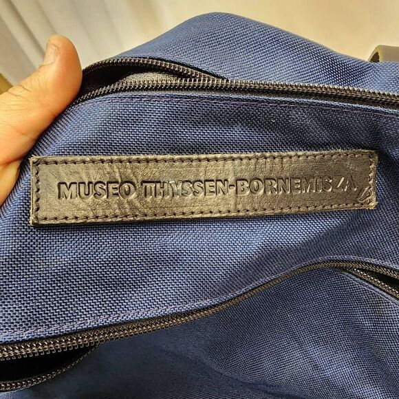 Museo Thyssen-Bornemisza Navy Nylon 2 Pocket Leather Strap Backpack